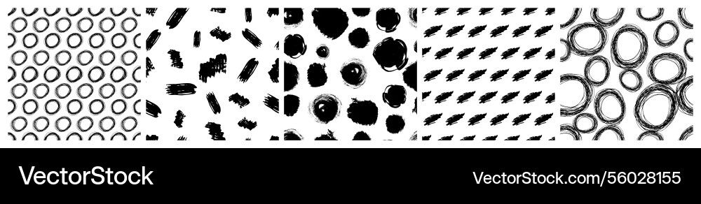 Set of seamless patterns with scribble smears Set of seamless patterns with scribble smears vector image