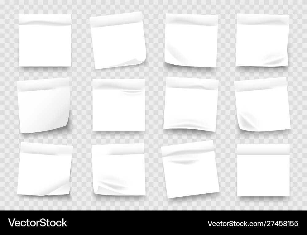 Sticky notes white notepad sheets with crumpled Sticky notes white notepad sheets with crumpled vector image