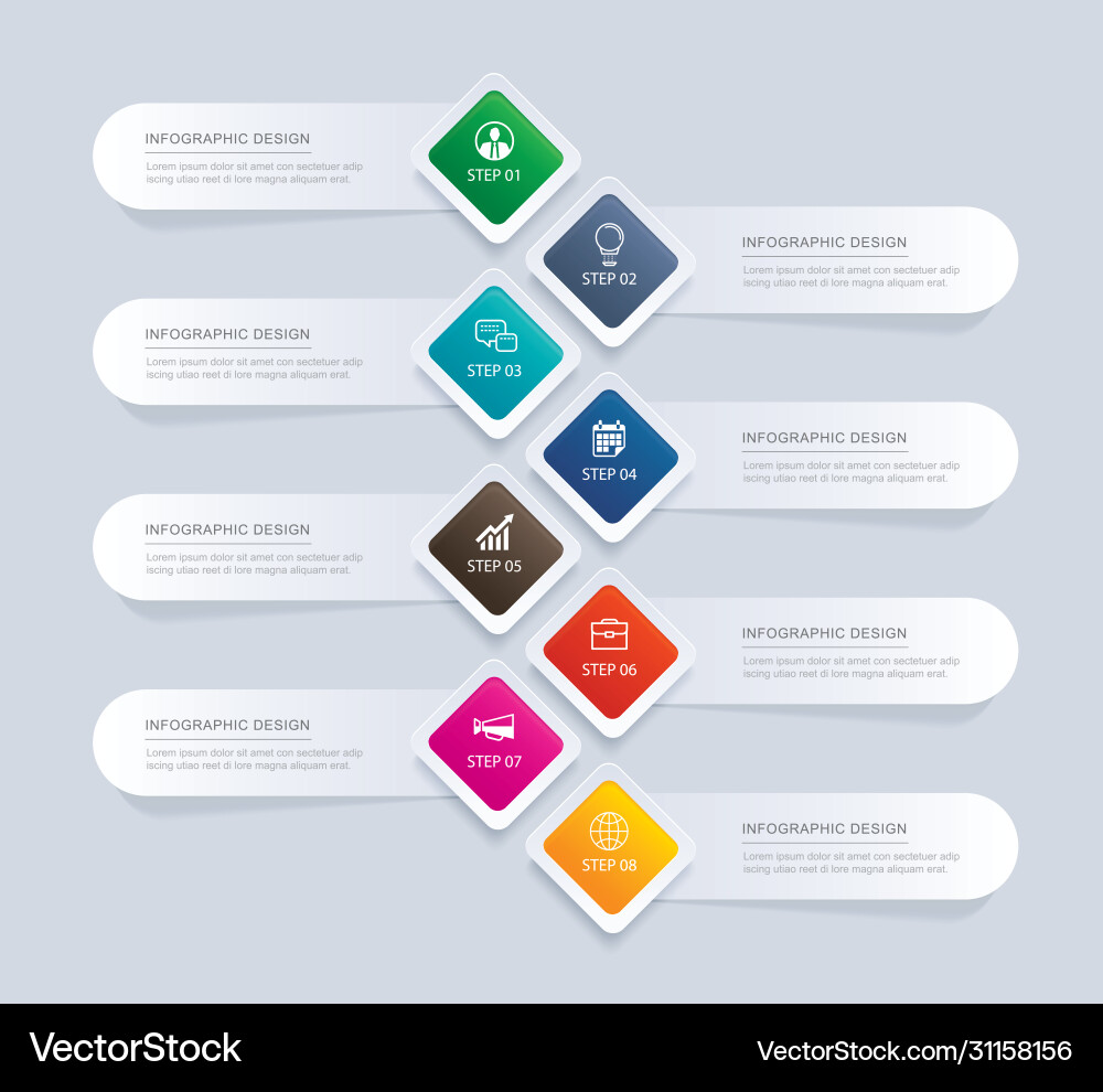 8 infographics rectangle paper index with data 8 infographics rectangle paper index with data vector image