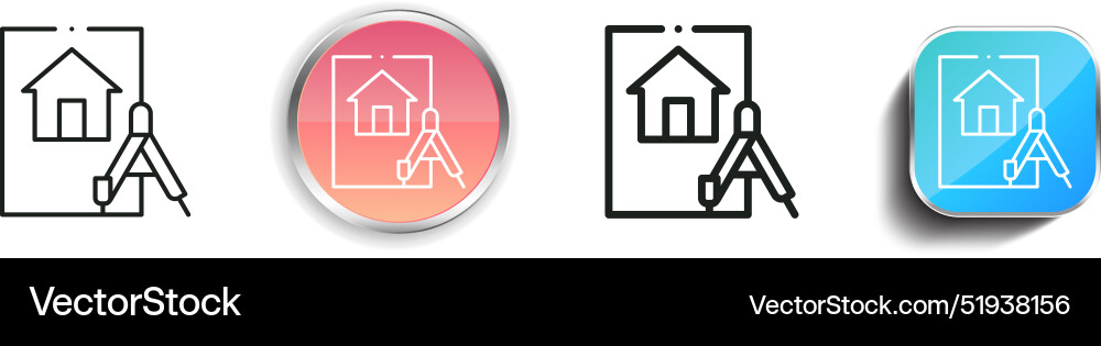 Blueprint icon thin linear regular and button vector image