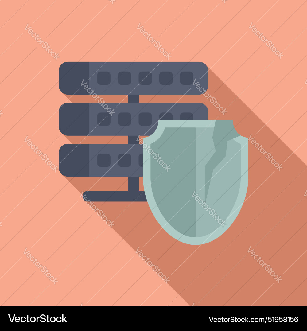 Broken shield protecting server rack from attack Broken shield protecting server rack from attack vector image