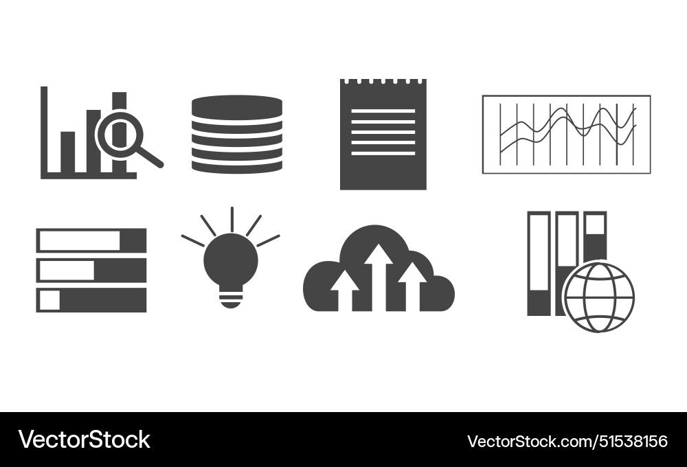 Data analytics icon set big analysis Vector Image