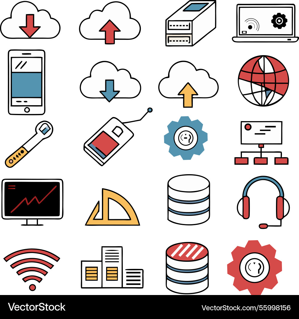 Digital connectivity and cloud computing in modern Vector Image
