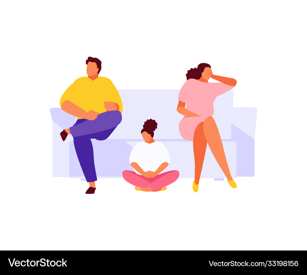 Indifferent parents unhappy family Indifferent parents unhappy family vector image