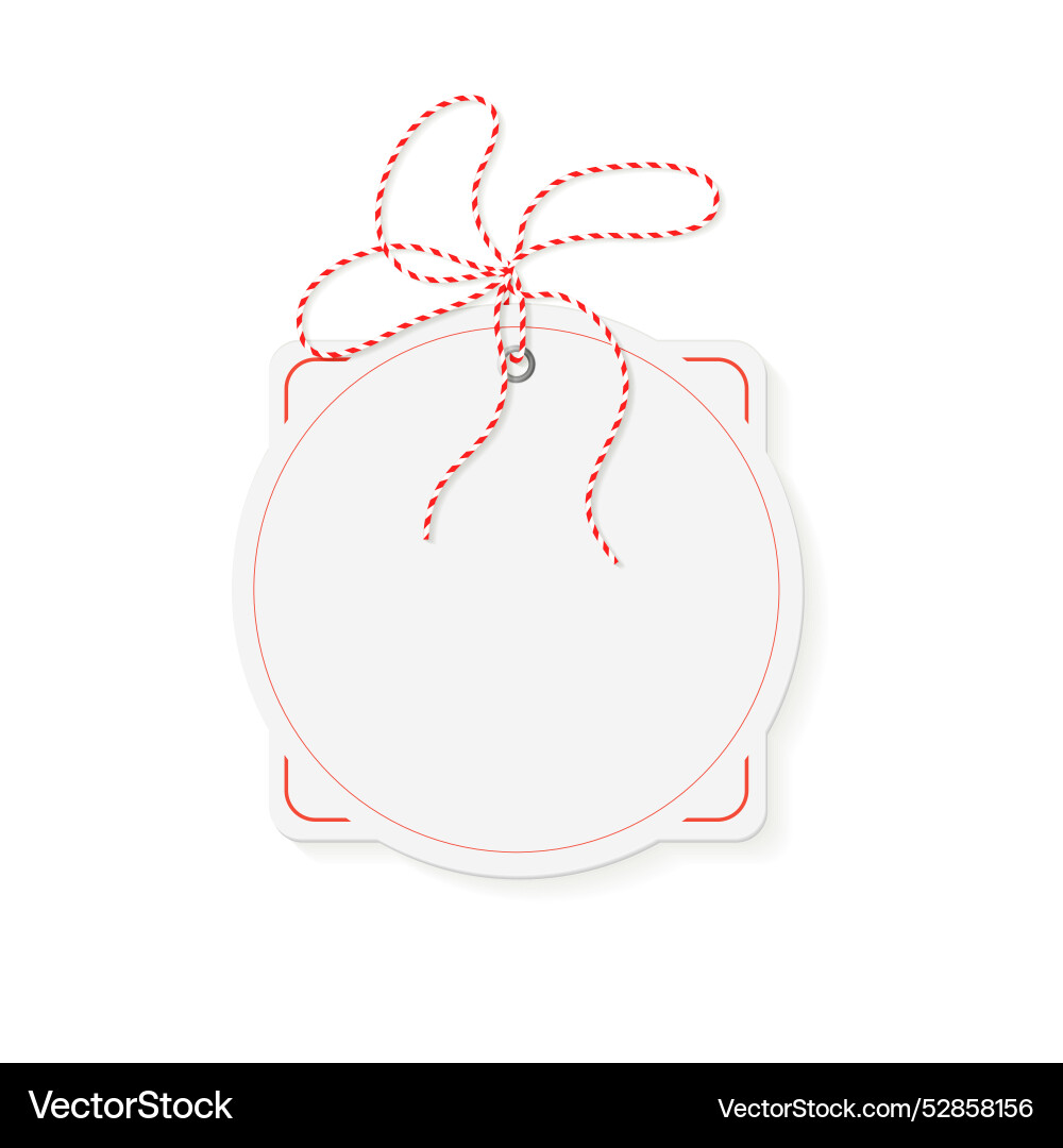 Round price tag with red string bow vector image