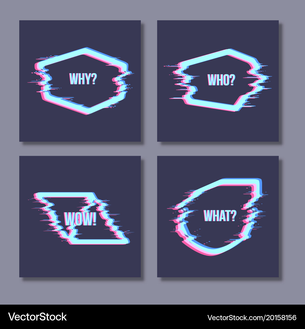 Set of simple geometric form with glitch effect Vector Image