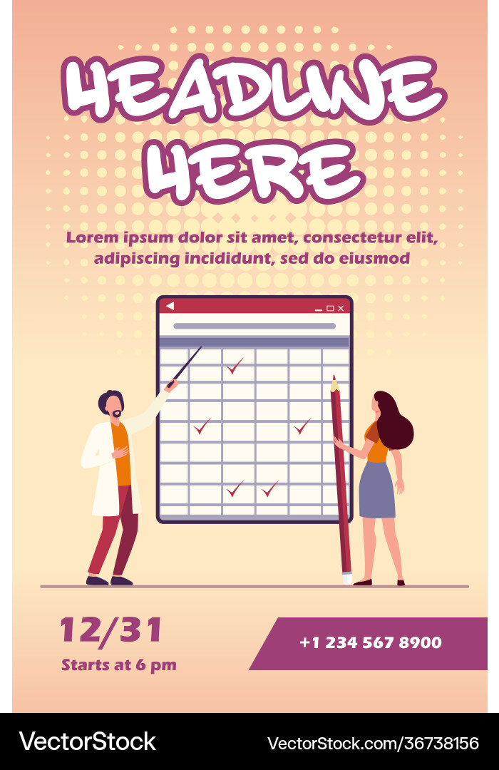 Tiny people looking at checkmarks in huge table vector image