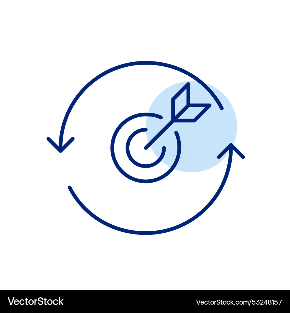 Arrow hitting target in refresh arrows Arrow hitting target in refresh arrows vector image
