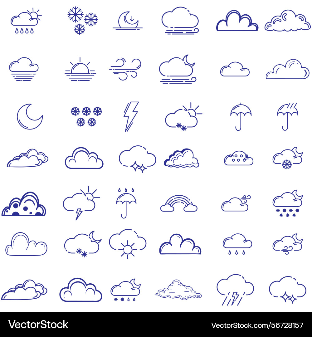 Clouds icons set of in different form Clouds icons set of in different form Vector Image