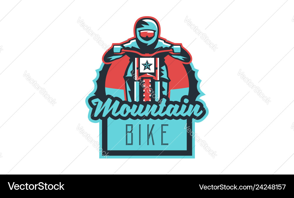 Emblem of a cyclist on mountain bike sport Emblem of a cyclist on mountain bike sport vector image
