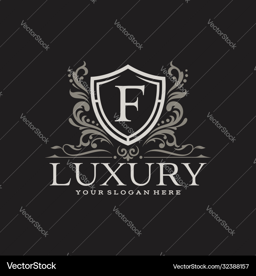 Floral Heraldic Logo Vector Image