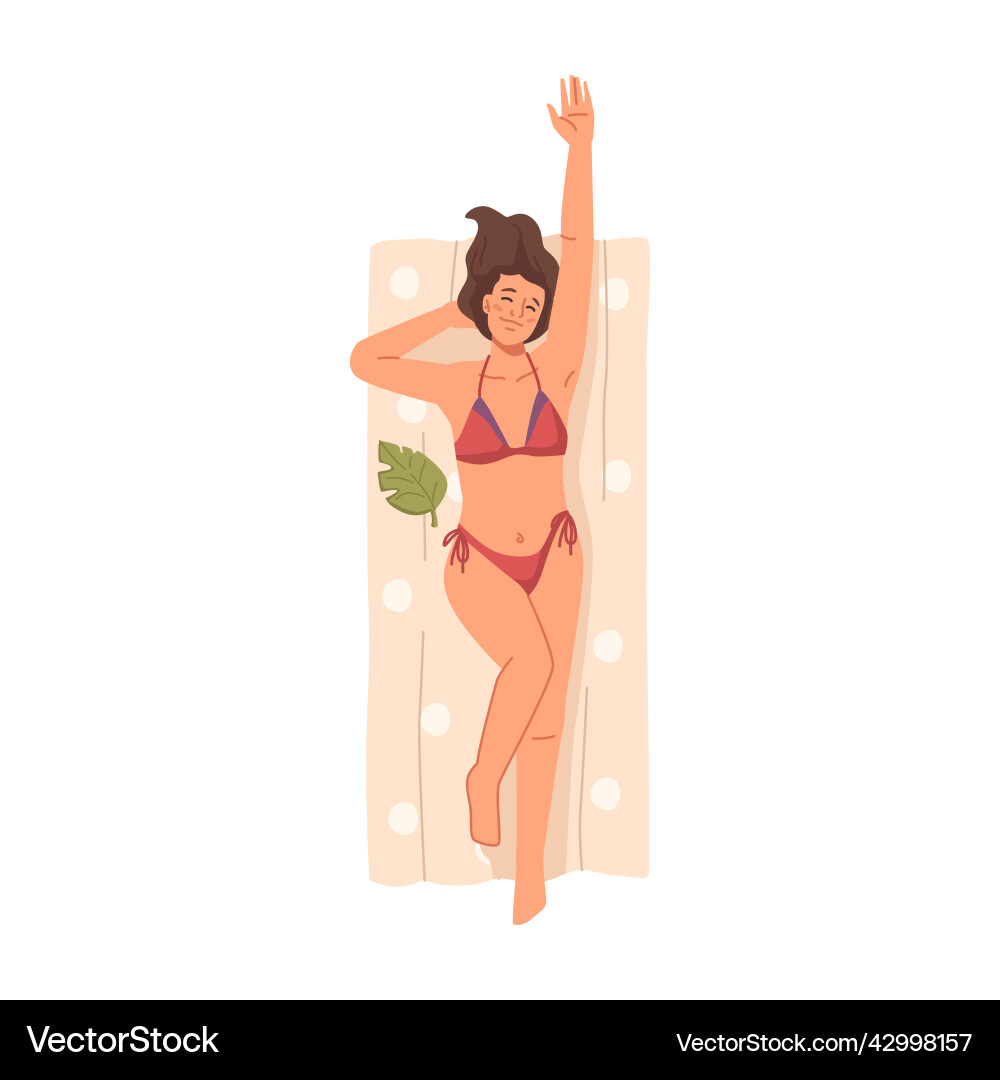 Frau in Bikini Sonnenbad auf Handtuch Sommer entspannen Frau in Bikini Sonnenbad auf Handtuch Sommer entspannen vektorbild