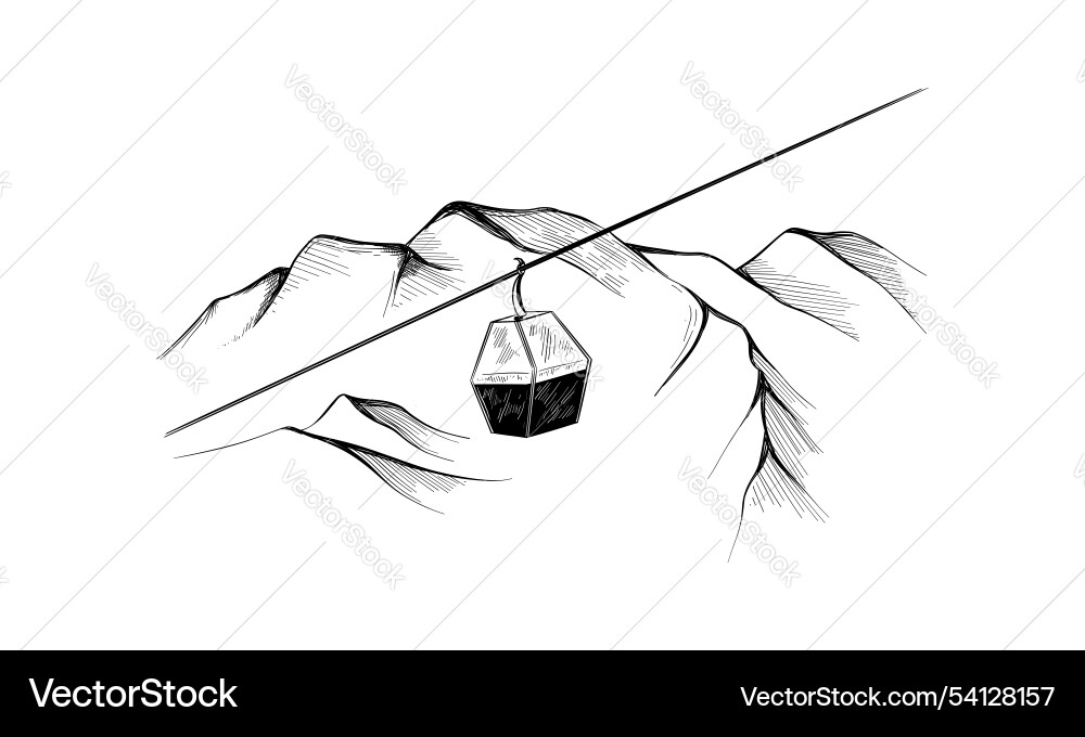 Landscape mountains sketch of ski resort hand Landscape mountains sketch of ski resort hand vector image