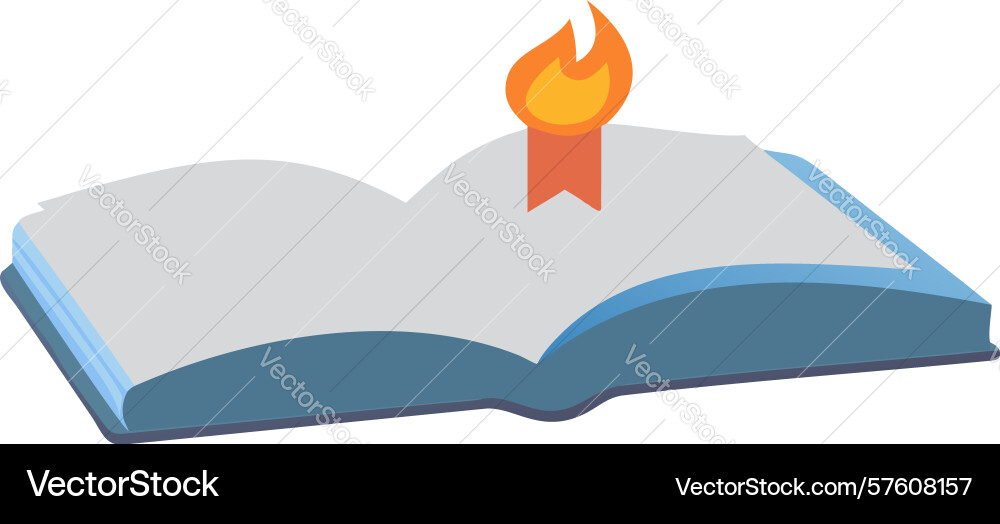 Open book with flame igniting knowledge design vector image