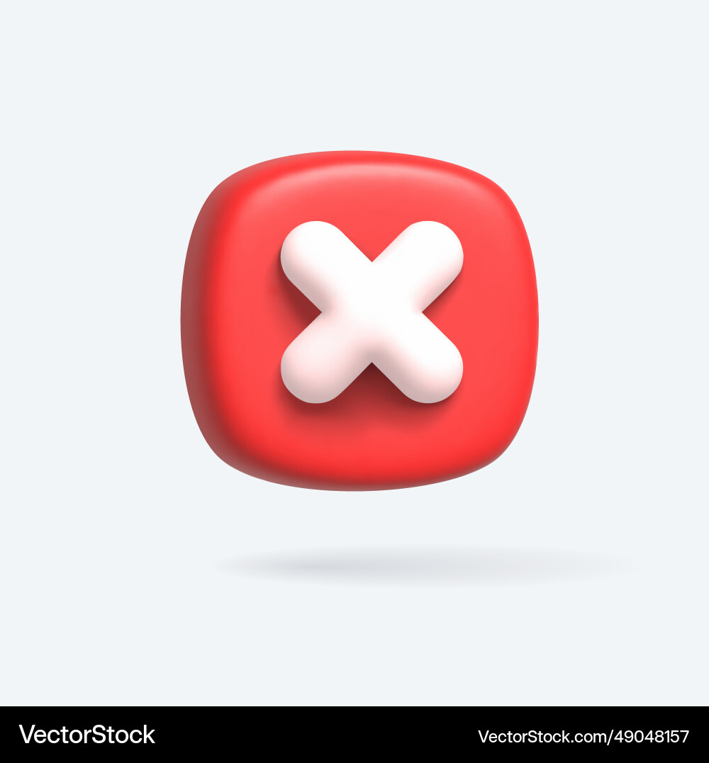 Render 3d of right cross icon red color Vector Image