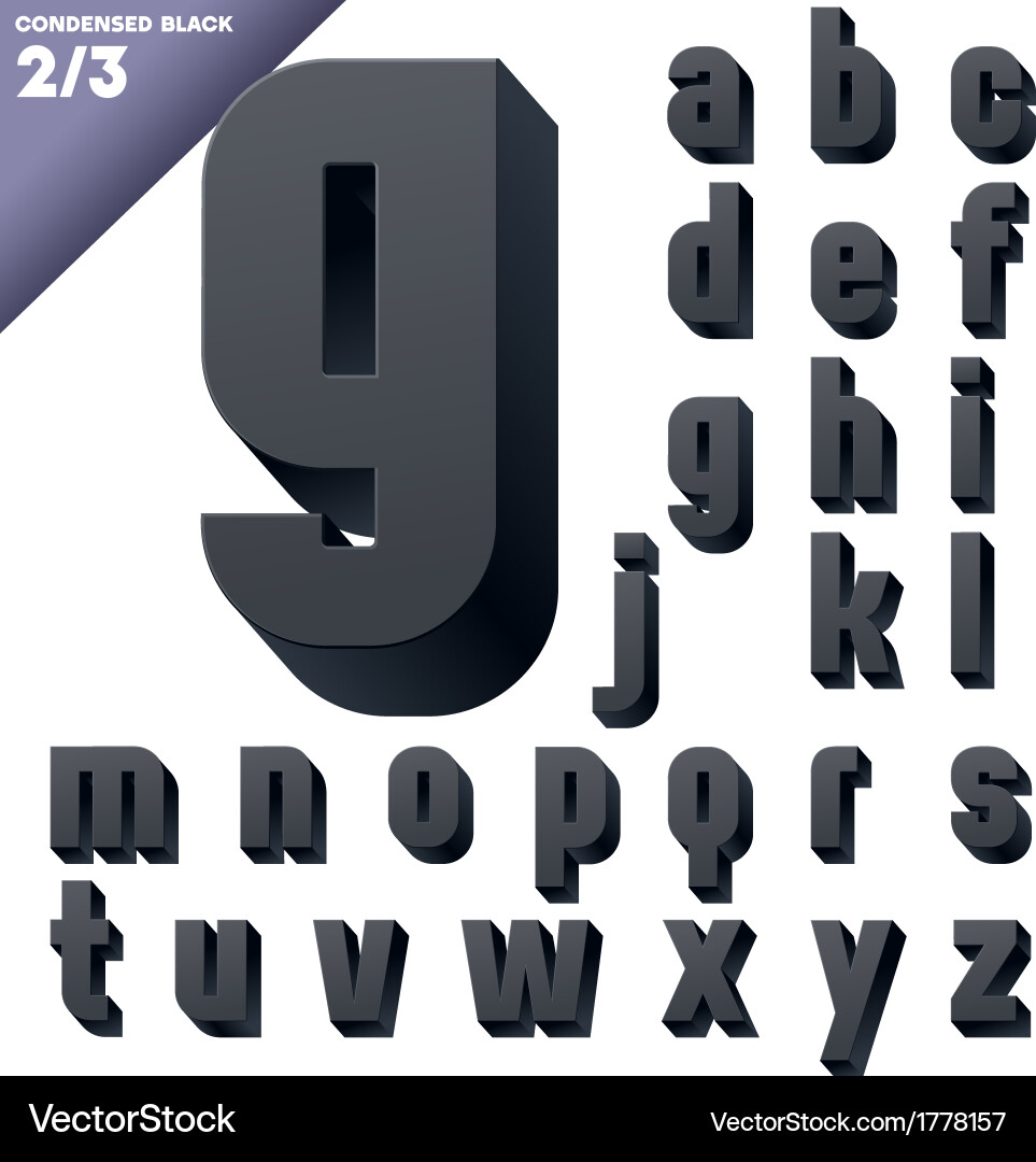 Three-dimensional condensed alphabet Vector Image