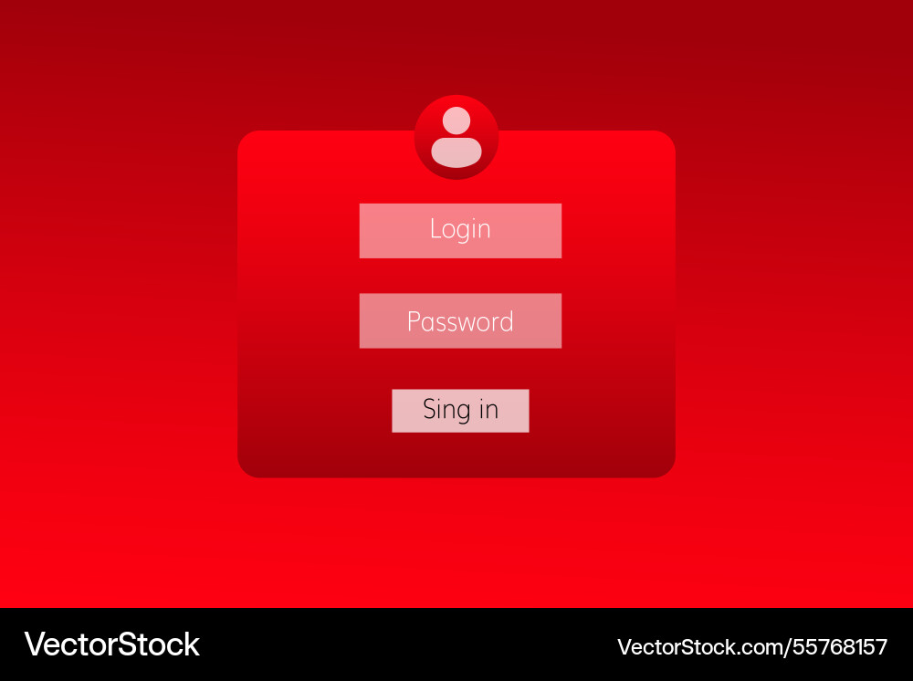 User login interface with bright red theme vector image
