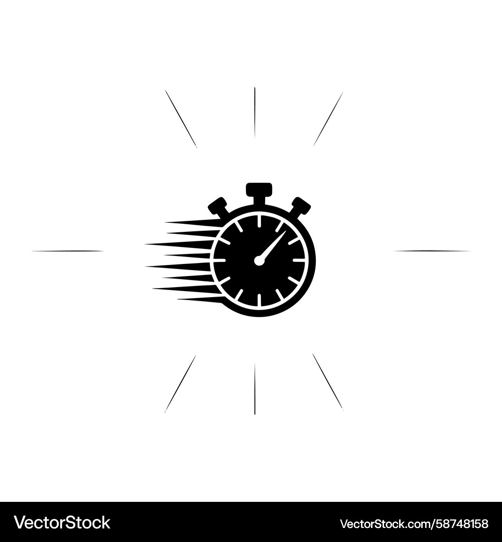 Black Stopwatch with Motion Lines Vector Image