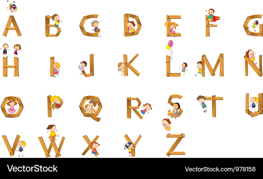 Children Playing with Alphabet Letters vector image