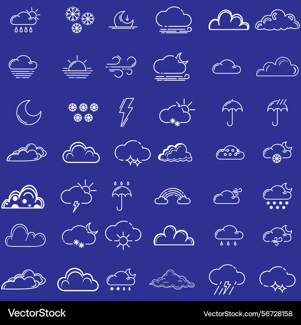Clouds icons set of in different form Clouds icons set of in different form Vector Image