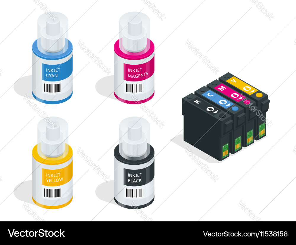 CMYK Ink Cartridges Set - Isometric Vector Image