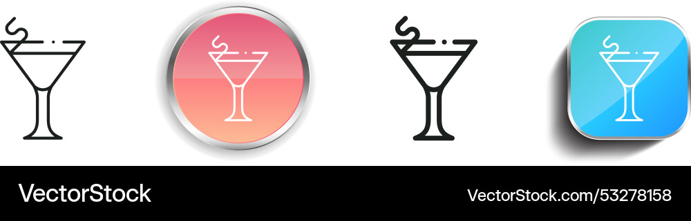 Cosmopolitan icon thin linear regular and button vector image