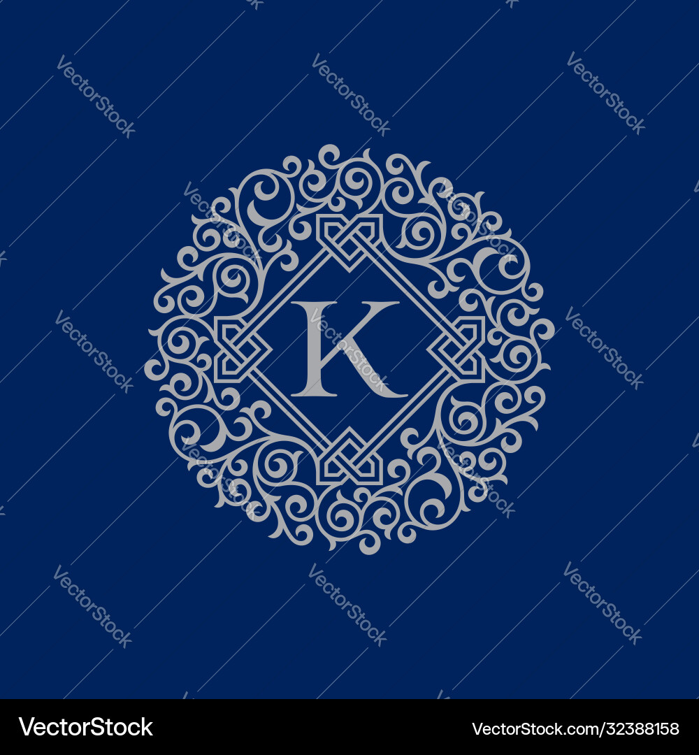 Floral Heraldic Logo Vector Image