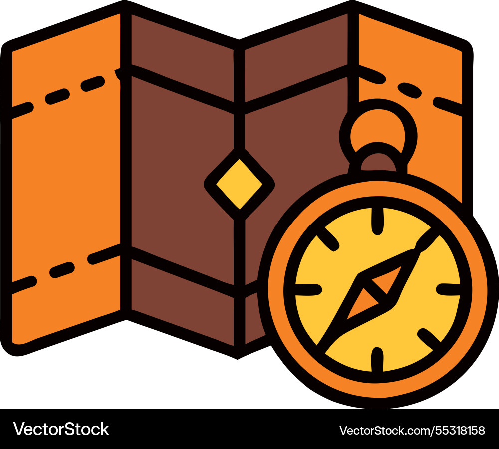 Foldable map with compass navigation tool vector image