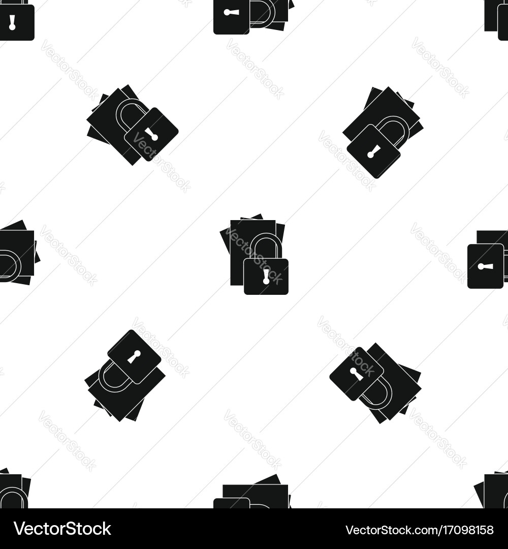 Folders with padlock pattern seamless black Vector Image