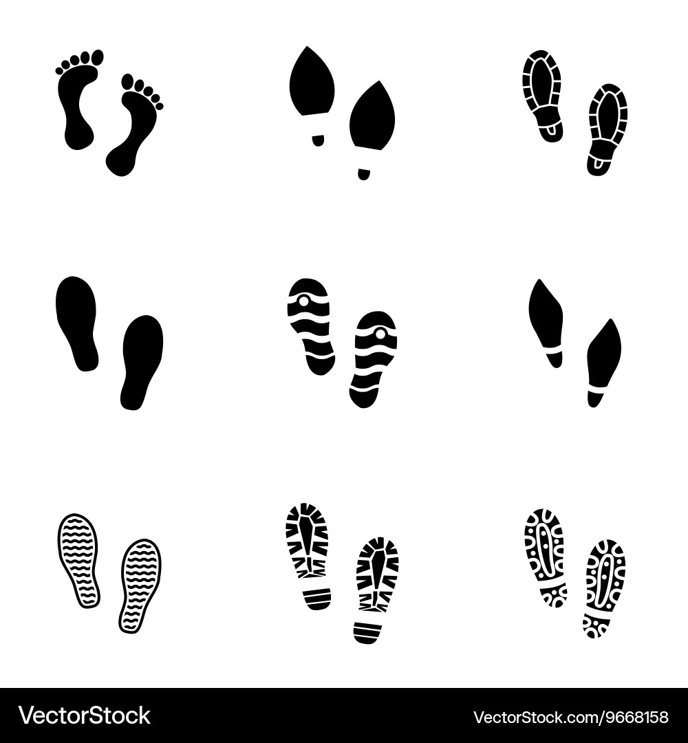 Footprint Shoe Icon Set Vector Image