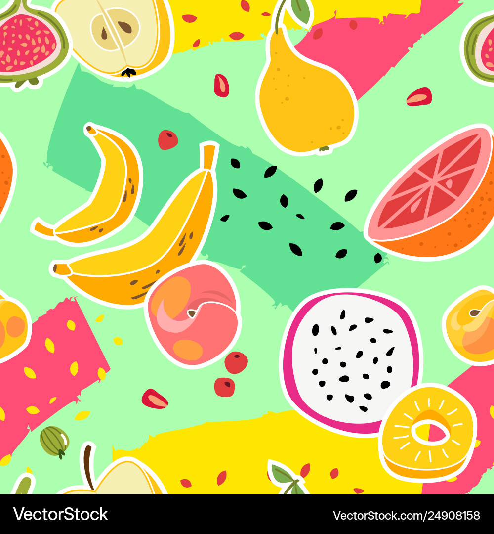 Fruit print fruits seamless pattern fresh food Fruit print fruits seamless pattern fresh food vector image