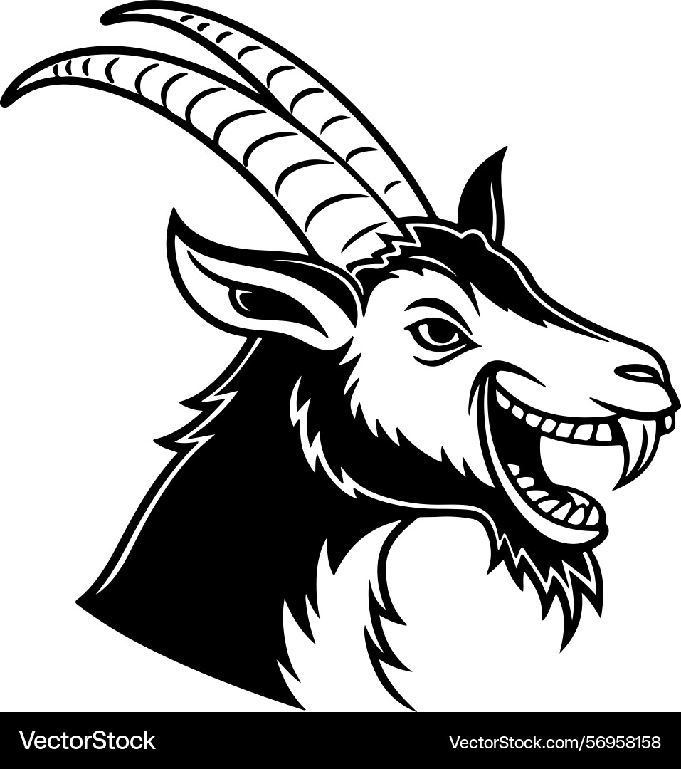 Goat face with tilted head and playful expression Vector Image