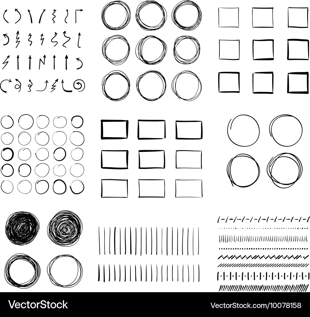Hand-Drawn Doodle Elements Set Royalty Free Vector Image