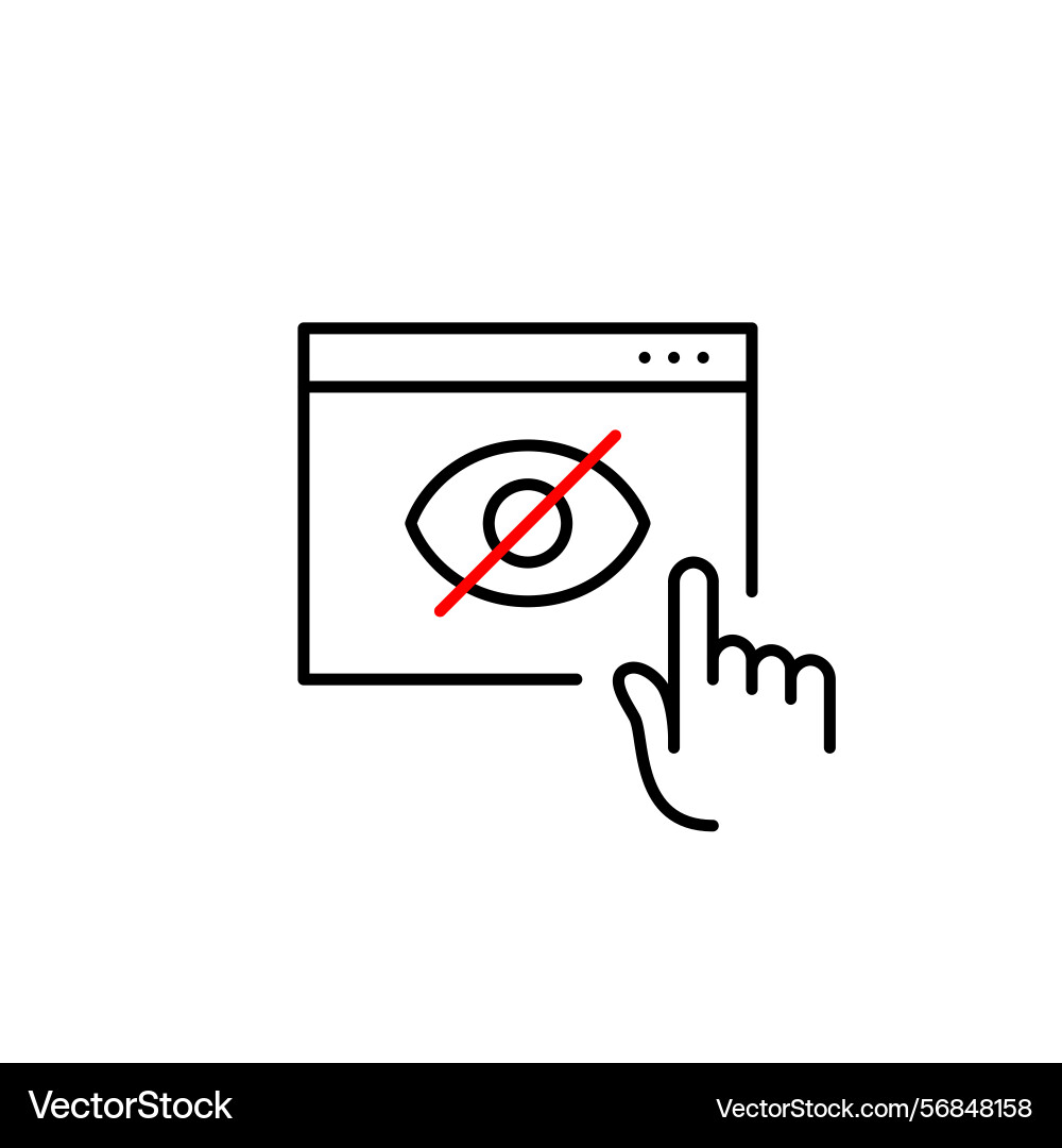 Icon of browser window with finger click vector image