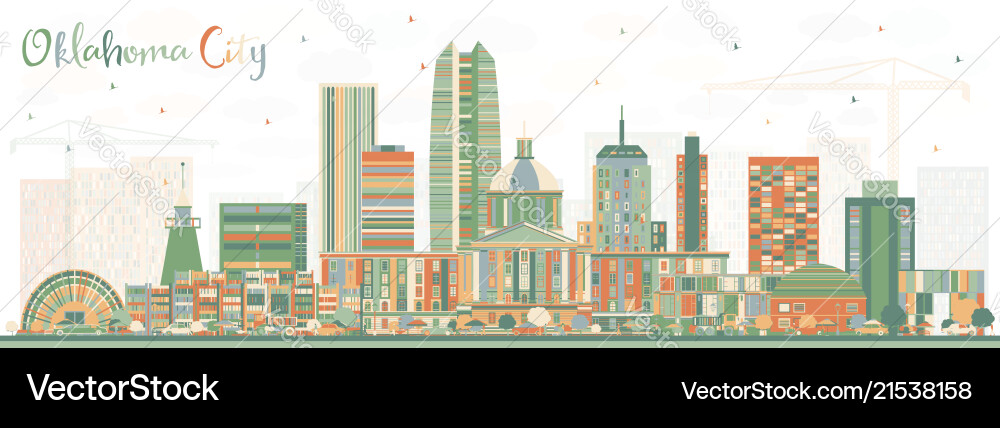 Oklahoma city skyline with color buildings Oklahoma city skyline with color buildings vector image