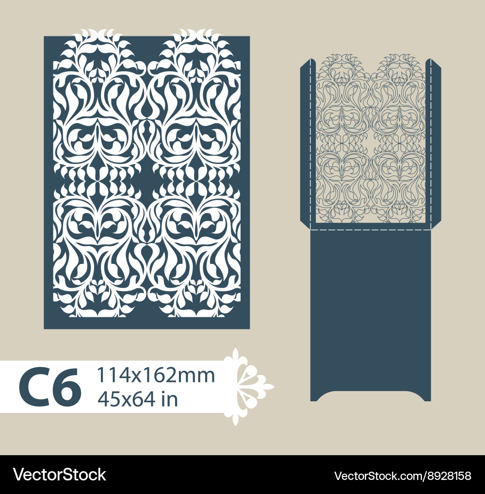 Template envelope with carved openwork pattern vector image