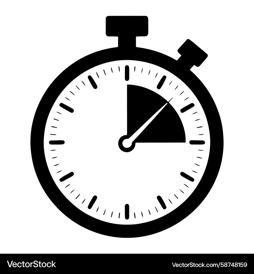 Black Stopwatch Timer Icon Vector Image