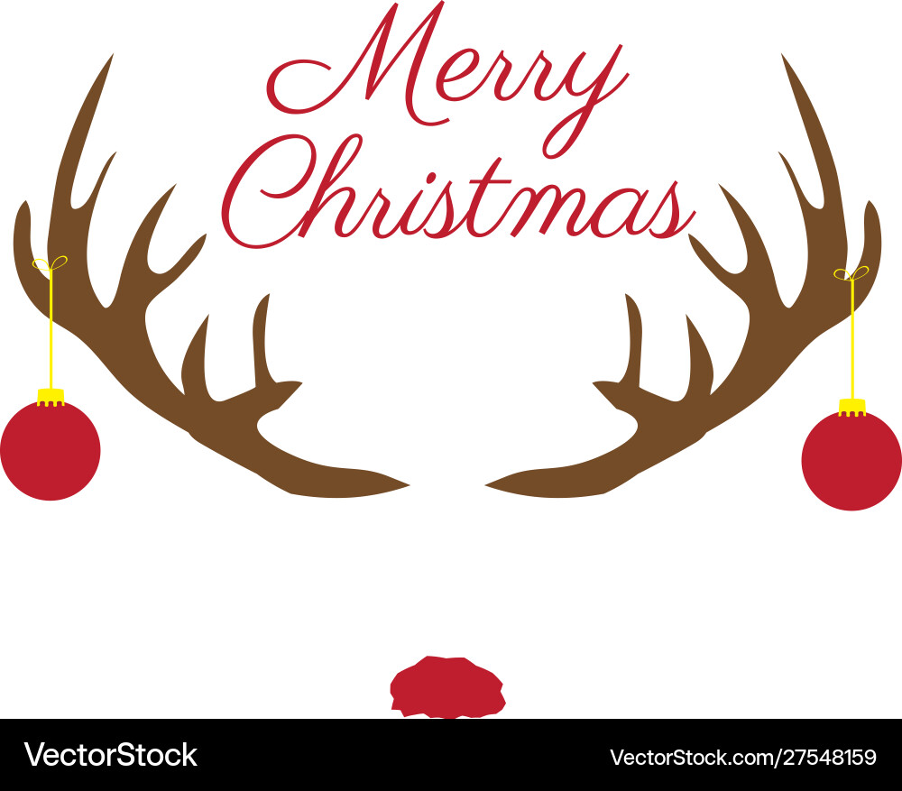 Christmas Antlers with Red Nose Vector Image