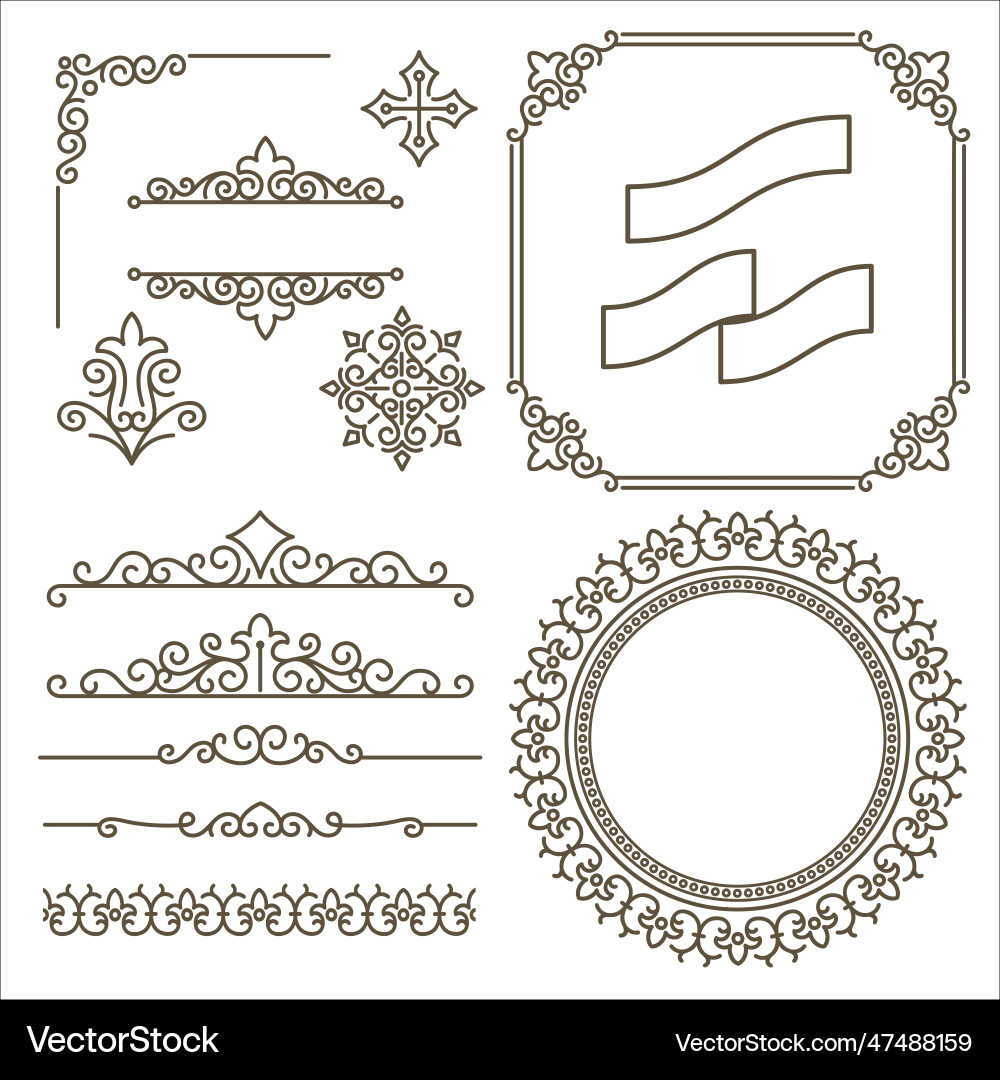 Collection of vintage floral design element Vector Image