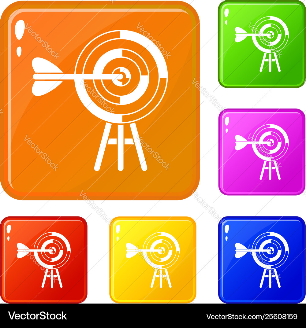 Target with an arrow icons set color Target with an arrow icons set color vector image