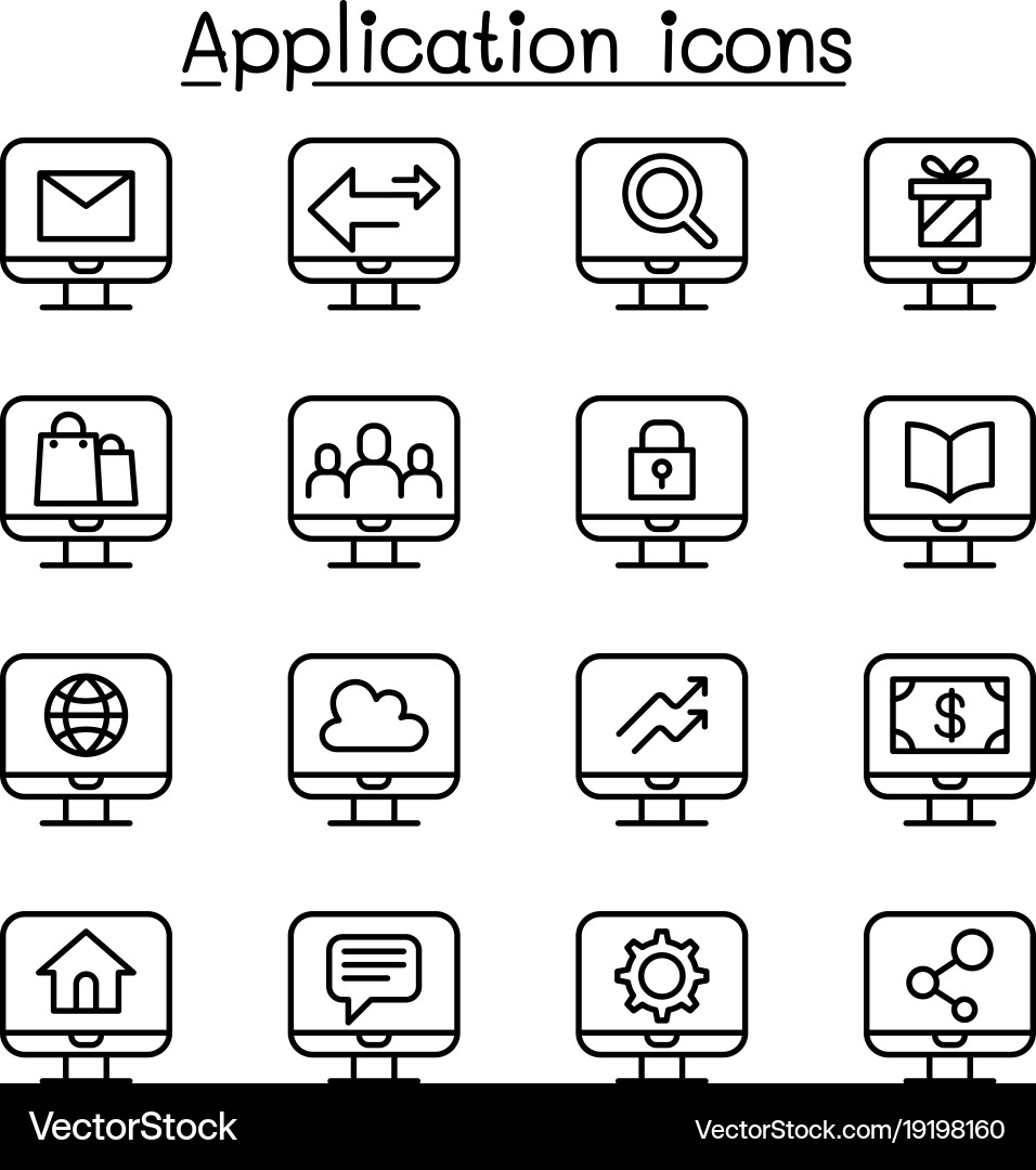 Anwendung Icon Set - Thin Line Style vektorbild