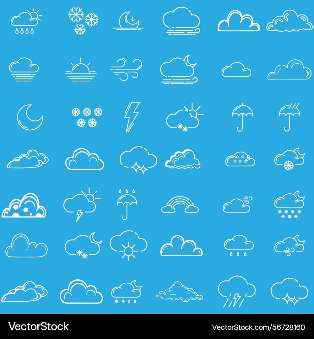 Clouds icons set of in different form Clouds icons set of in different form Vector Image