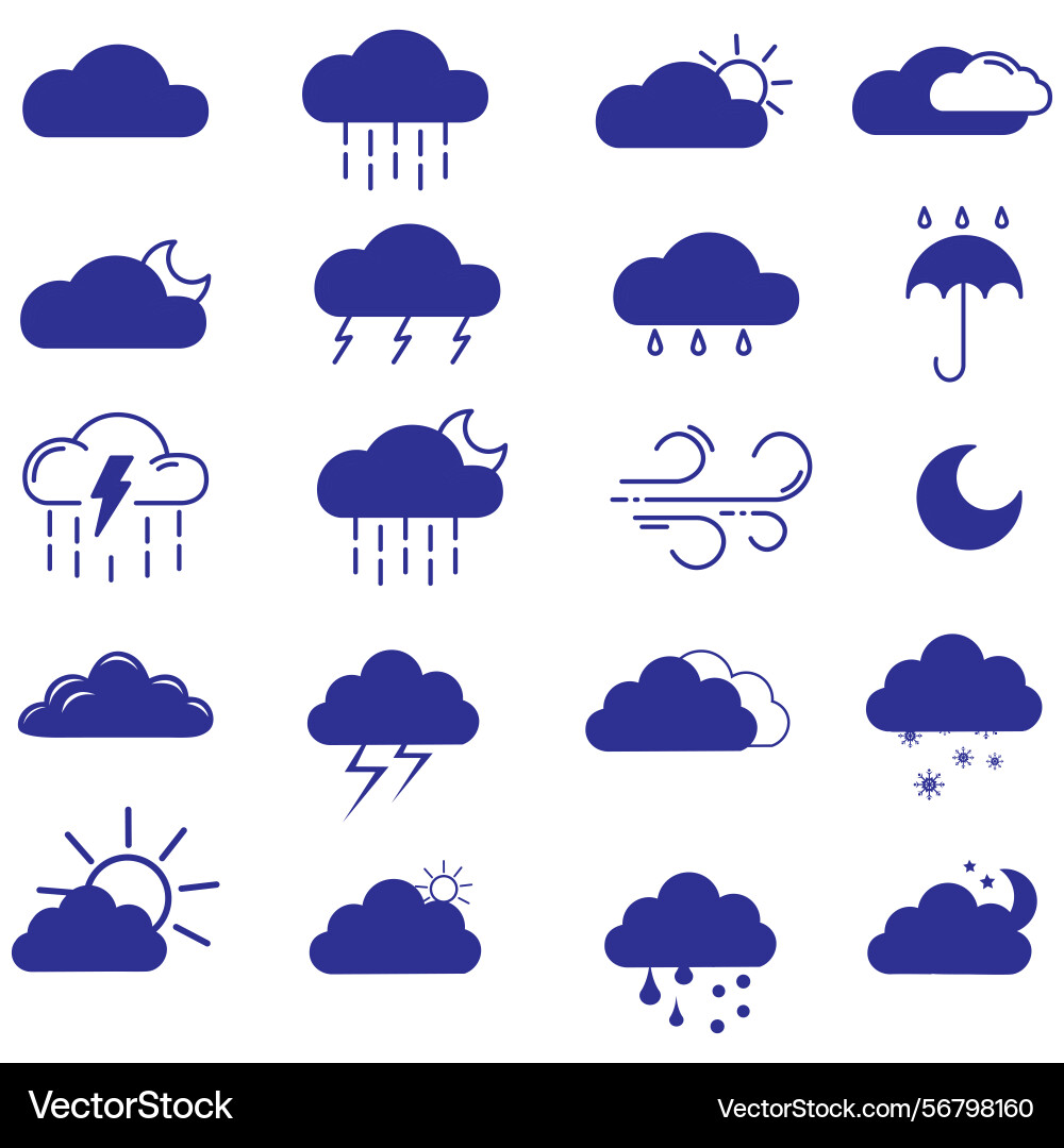 Clouds icons set of in different form Clouds icons set of in different form Vector Image
