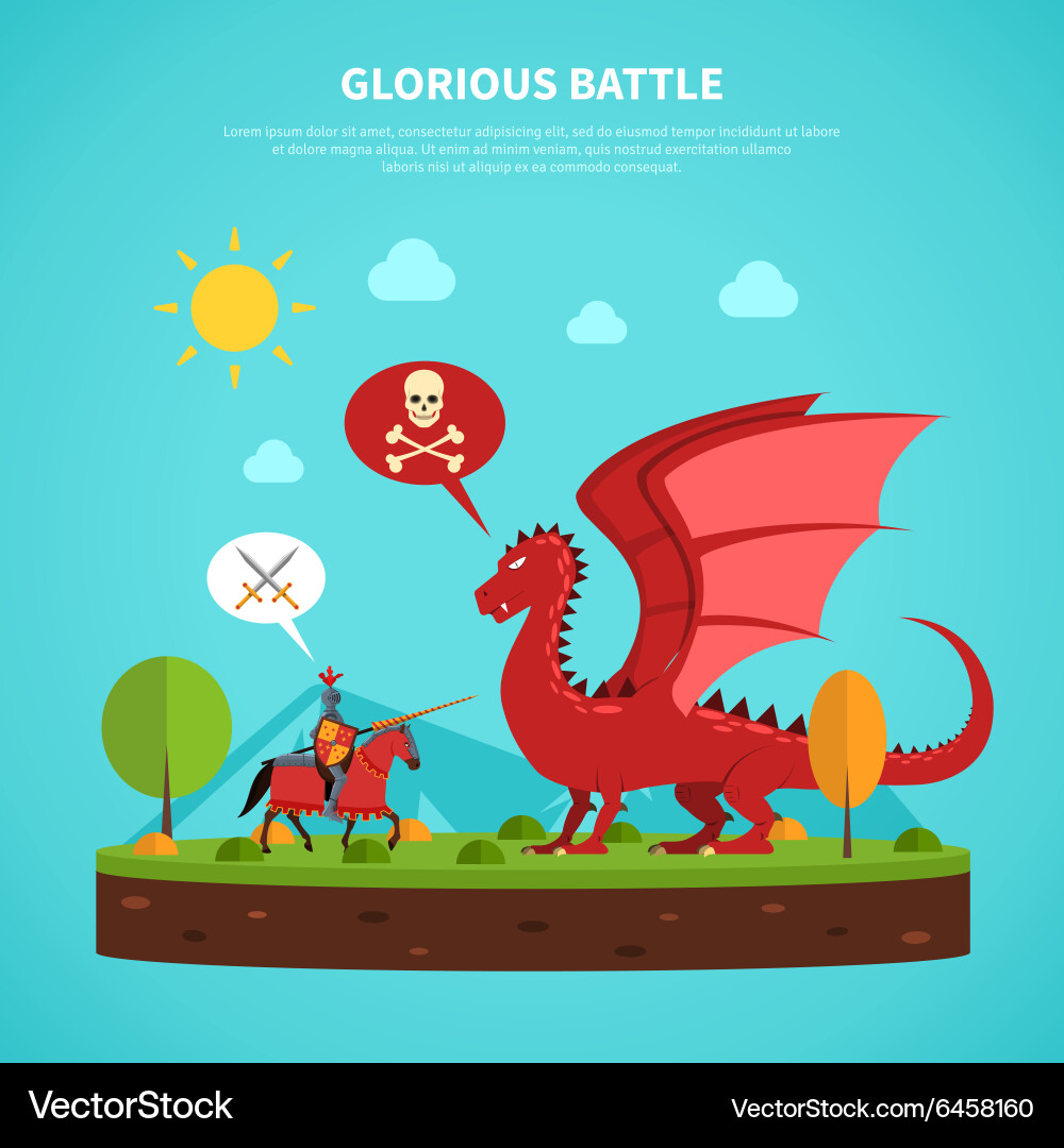 Dragon knight legend flat vector image