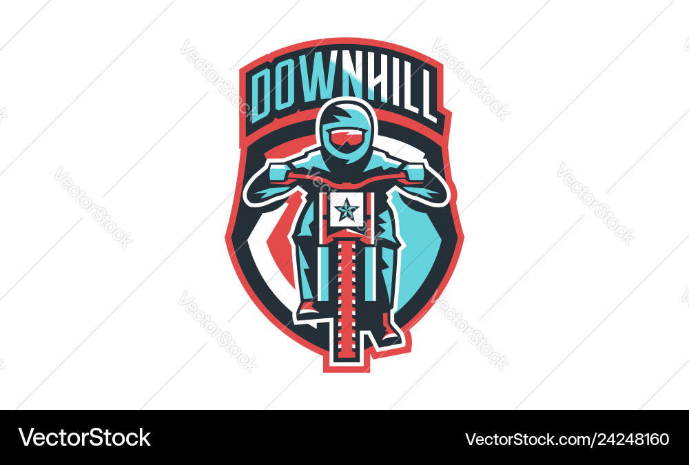 Emblem of a cyclist on mountain bike sport Emblem of a cyclist on mountain bike sport Vector Image