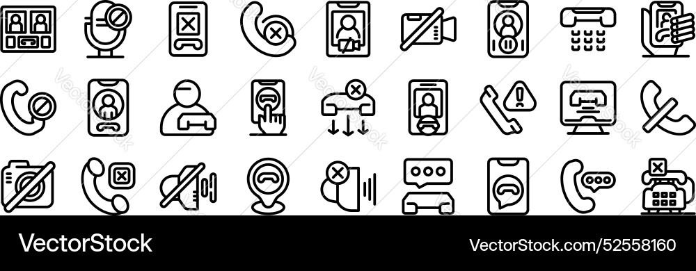 End call icons set people blocking calls using End call icons set people blocking calls using vector image