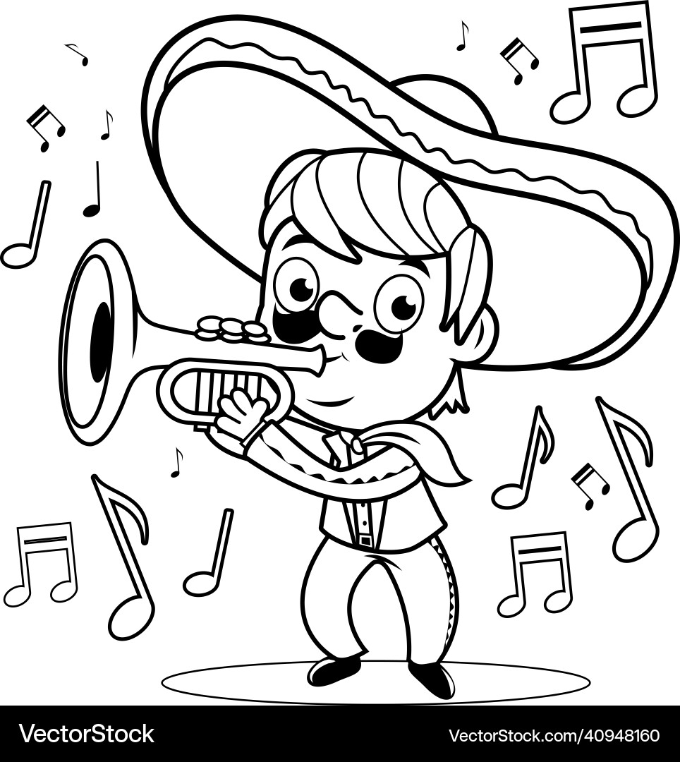 Mariachi Musician with Trumpet Vector Image