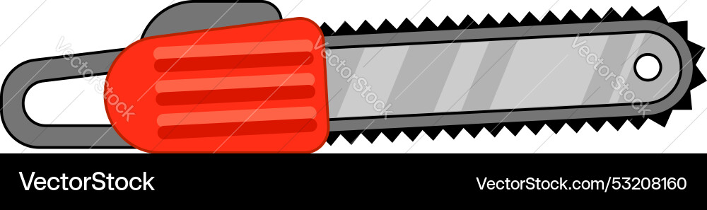 Red chainsaw lying horizontally with sharp teeth Red chainsaw lying horizontally with sharp teeth vector image