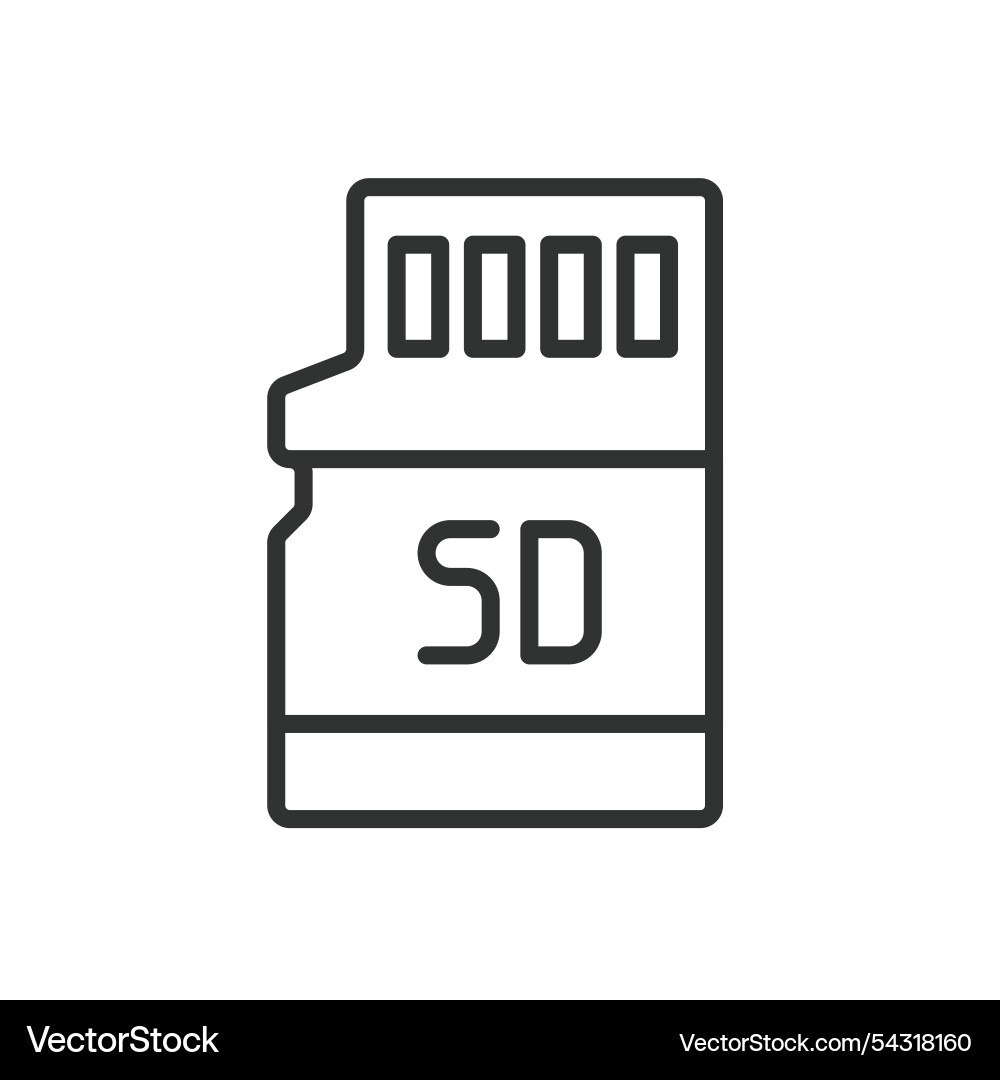 Sd card icon in line design memory Sd card icon in line design memory vector image