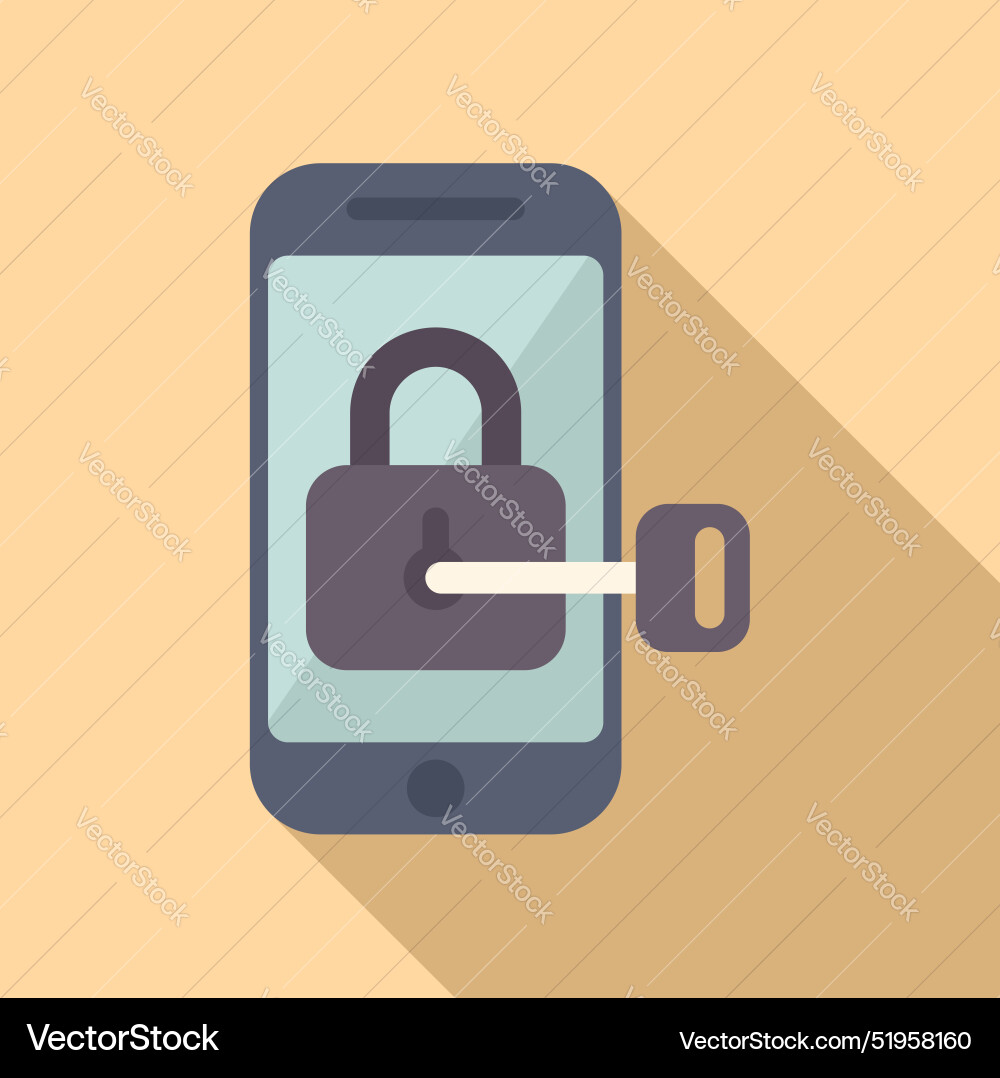 Smartphone security system unlocking with key Smartphone security system unlocking with key vector image